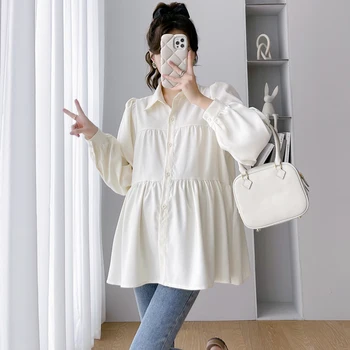 E54033# ההריון חולצה אופנה קוריאנית חופשי טלאים עיצוב Womens צמרות הגעה חדשה לידה העליון