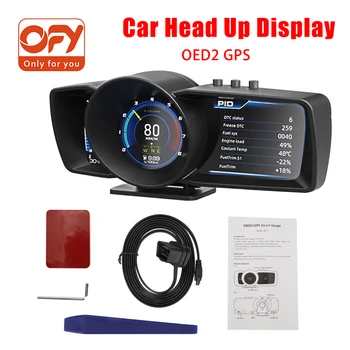 מסך כפול מכונית תצוגה עילית OBD2 GPS אוטומטי תצוגת רכב חכם האד אזעקה. מד מהירות דיגיטלי מד אשכול המכונית מצפן