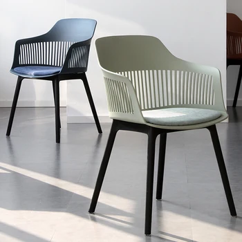 נורדי כורסה כסאות אוכל מרגיע משענת גב פלסטיק עיצוב כסאות אוכל מינימליסטי כרית Cadeira מרפסת ריהוט WZ50DC