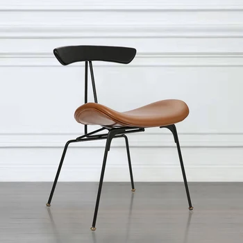עור מתכת, כסאות אוכל מודרניים כריות יוקרה ארגונומי כיסא הטרקלין מעצב השינה Silla Comedor הרהיטים בסלון