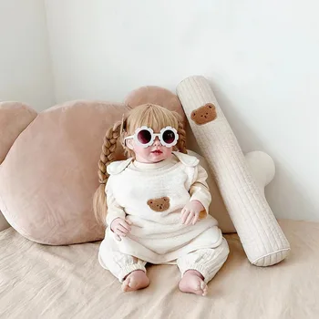 רב תפקודי התינוק כרית ארוכה גלילי כרית עם קוריאה רקמה על בטיחות התינוק לישון לזרוק כריות השינה.